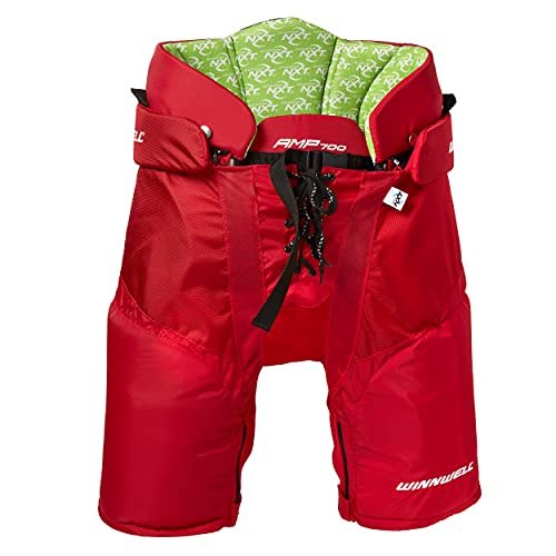 Winnwell AMP700 Ice Hockey Pants - Protective Equipment for Hockey Players - Lightweight & Durable Gear for Youth, Junior, Senior - Field, Ice and Street Hockey (Junior Large, Red)
