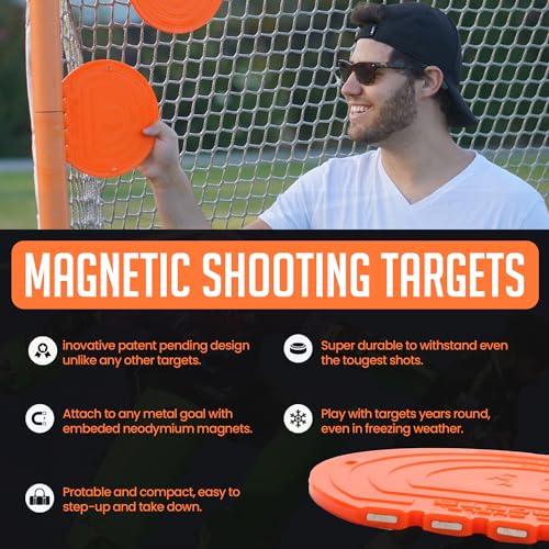 Top Shelf Targets Sniper 8 Inch Hockey Targets for shooting-Durable Magnetic Shooting Targets for Hockey and Lacrosse Training with Extra Pack of TETHERS, Lacrosse Goal Targets for Accuracy, 4 Pack