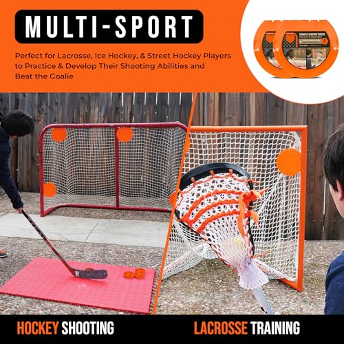Top Shelf Targets Sniper 8 Inch Hockey Targets for shooting-Durable Magnetic Shooting Targets for Hockey and Lacrosse Training with Extra Pack of TETHERS, Lacrosse Goal Targets for Accuracy, 4 Pack