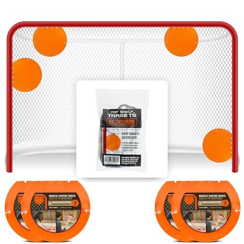 Top Shelf Targets Sniper 8 Inch Hockey Targets for shooting-Durable Magnetic Shooting Targets for Hockey and Lacrosse Training with Extra Pack of TETHERS, Lacrosse Goal Targets for Accuracy, 4 Pack
