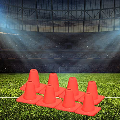 Koozam Sports 6 Pack Heavy Duty 6 Inch Sports Pro Training Cones - Won't Fly Away in Wind Or Crack for Football, Soccer, Parking, Construction, Safety & More