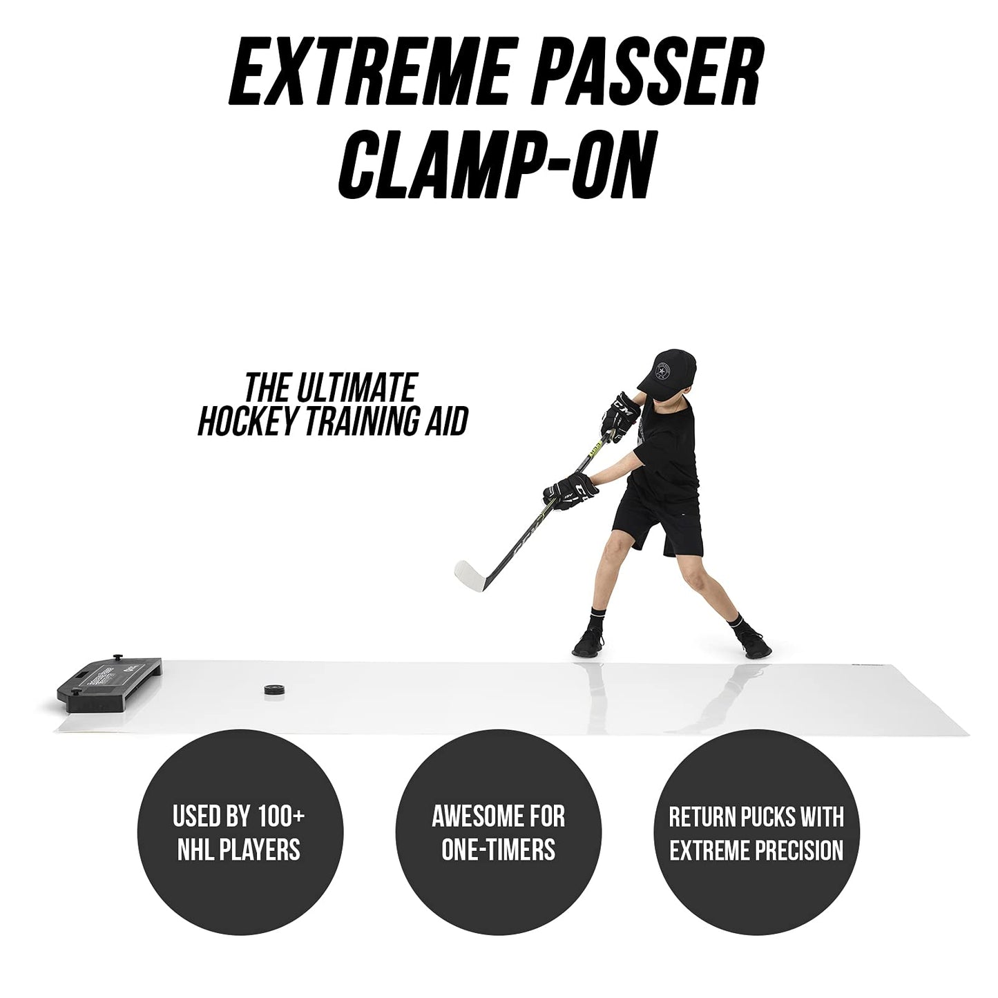 Better Hockey Extreme Passer Puck Rebounder - Clamp-On Pro Professional Quality Sports Training Aid for Passing, Shooting and One Timers - 30 Inch Size