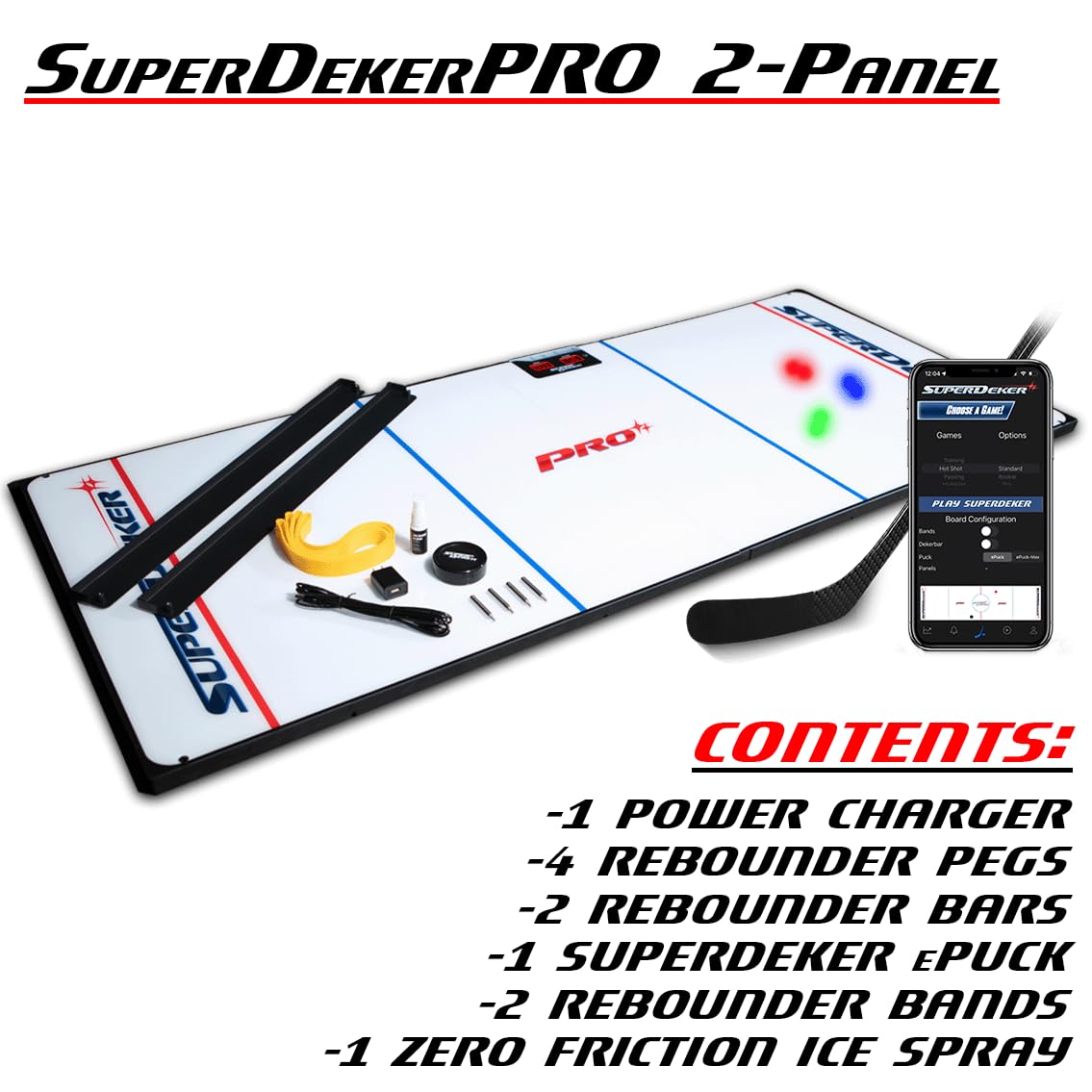 SuperDekerPRO Advanced Ice Hockey Training System - Real Ice Feel, Cordless, Modular Stickhandling Game - All Levels - Elite, Professional Ice Hockey Training Pad - Improve Skills, Speed, Agility