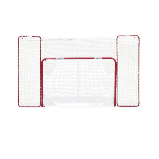 EZGoal Hockey Folding Pro Goal with Backstop and Targets, 2-Inch, Red/White