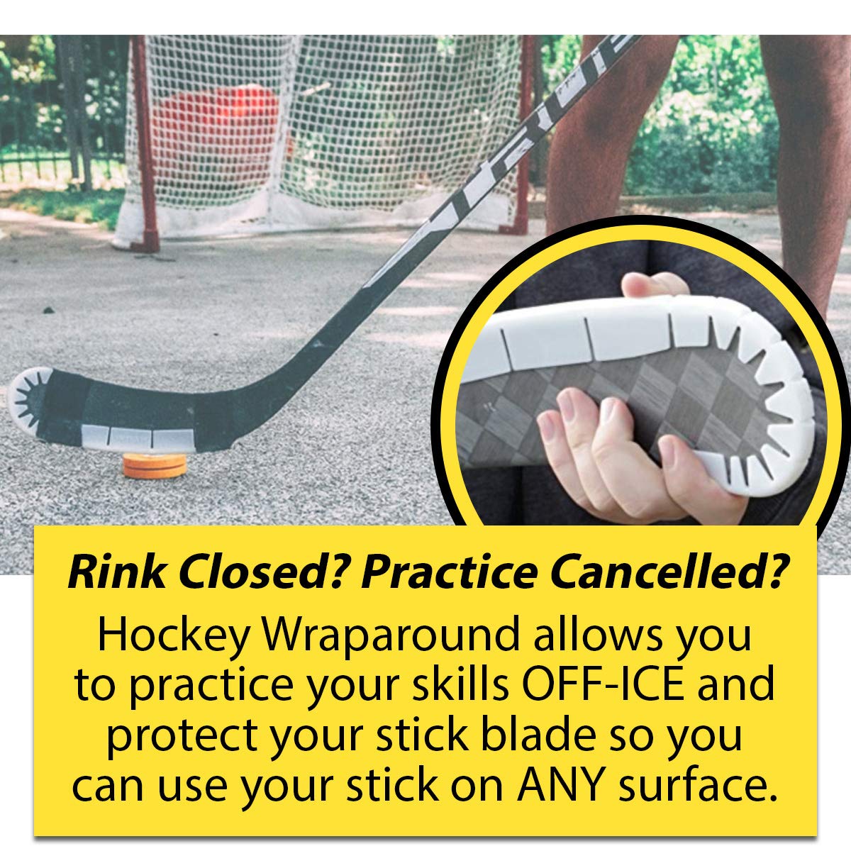 Wrap Around Hockey Stick Blade Protector - Hockey Training Equipment for Off Ice Practice - Accessories, Gear (White)