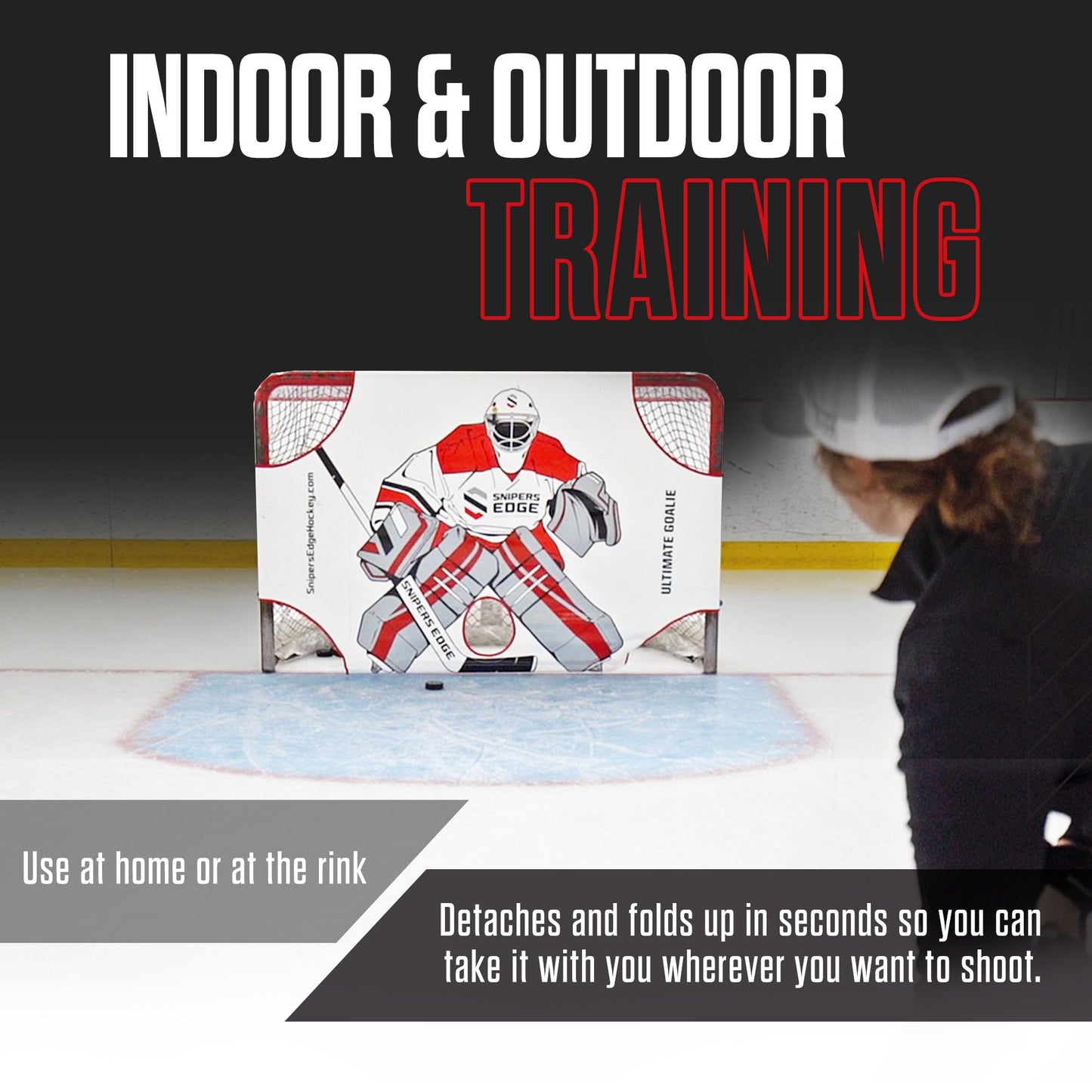 Snipers Edge Hockey - Ultimate Goalie Shooter Tutor - Fits Inside Goal - Long Lasting Durability with Its Impact Resistant Vinyl