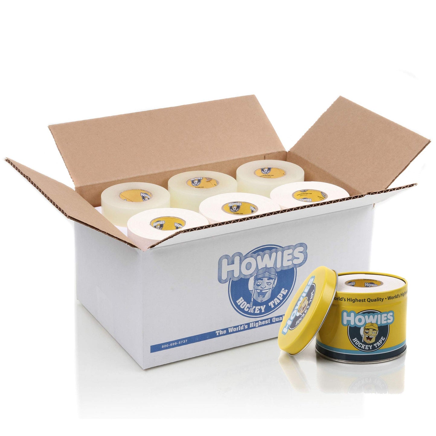 Howies Hockey Tape -Clear Shin Pad Tape/White Cloth Tape (30 Pack) and Free Tape TIN