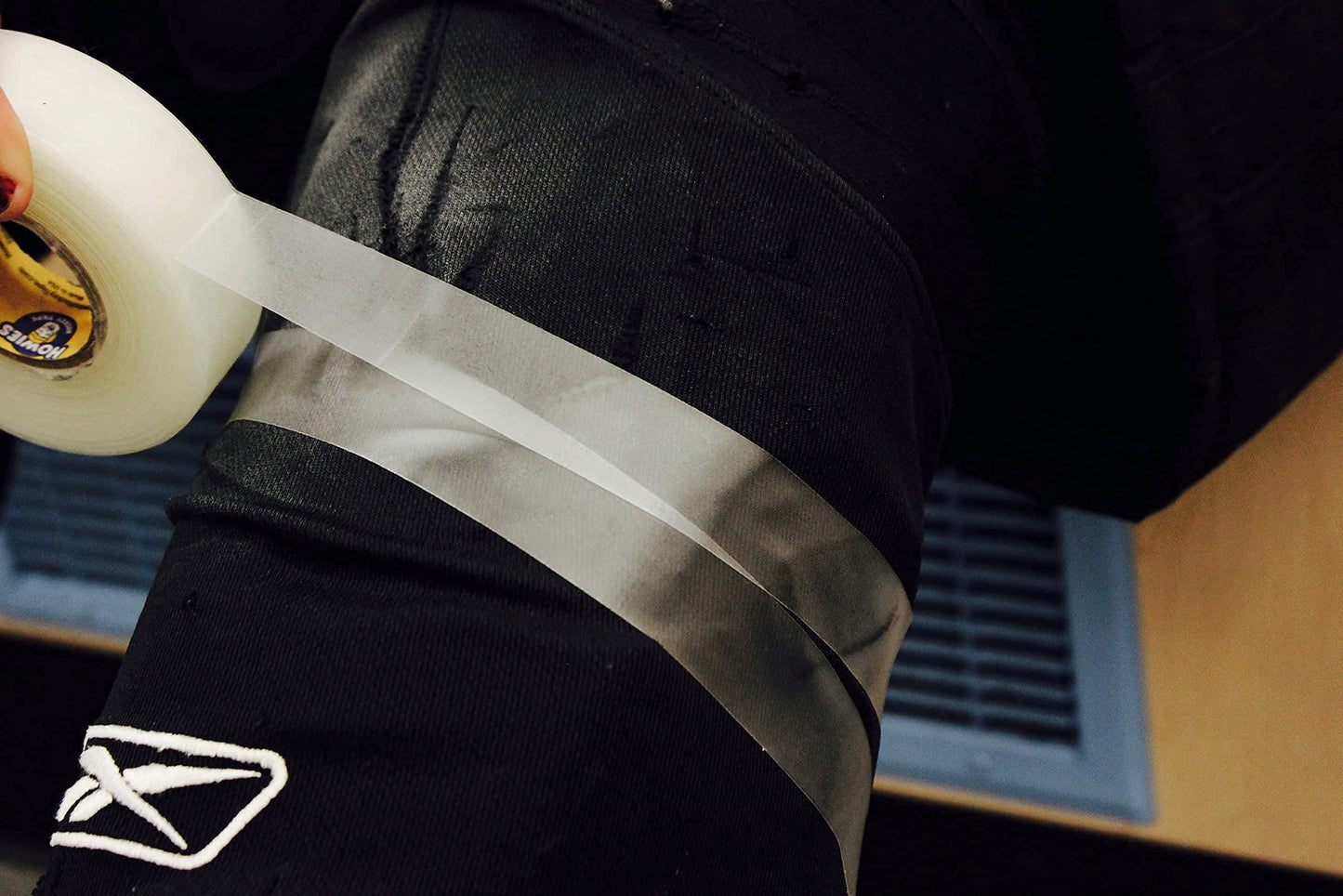 Howies Hockey Tape 6 Roll Pack - Cloth (1 Inch by 25 Yards Long) Clear/Poly (1" x 30yds) Free Tape TIN(Choose Your Colors) White, Black, Clear Shin Pad Sock Tape (6 Clear)