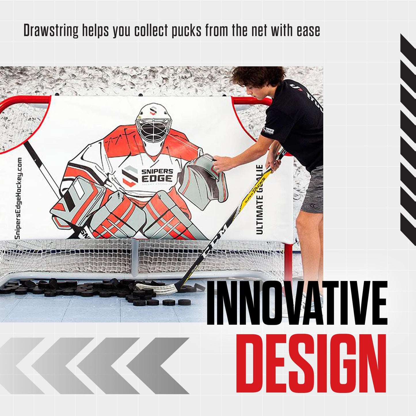 Snipers Edge Hockey - Ultimate Goalie Shooter Tutor - Fits Inside Goal - Long Lasting Durability with Its Impact Resistant Vinyl