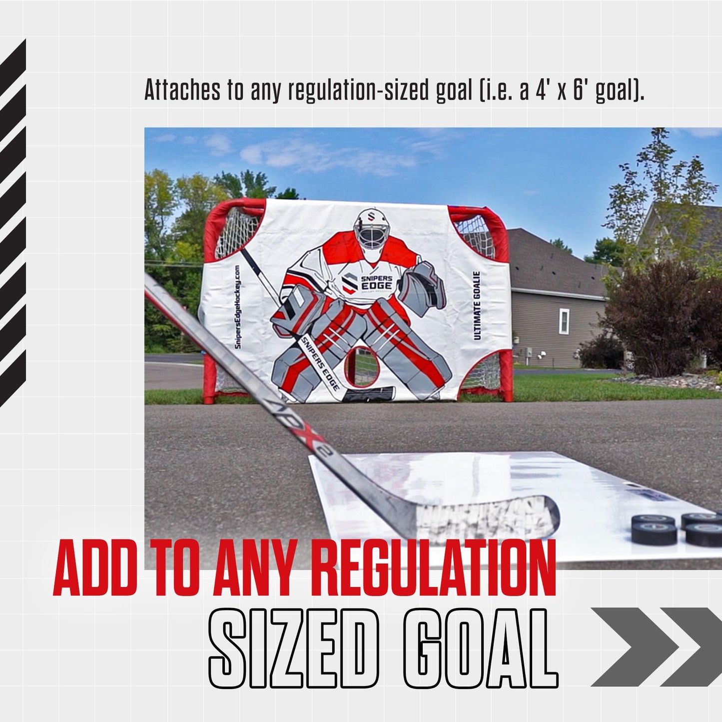 Snipers Edge Hockey - Ultimate Goalie Shooter Tutor - Fits Inside Goal - Long Lasting Durability with Its Impact Resistant Vinyl