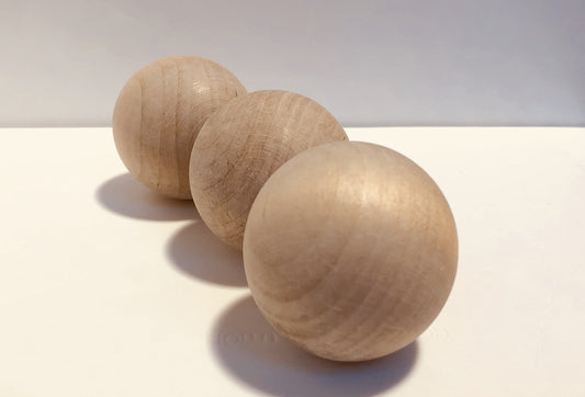 Hockey Revolution Swedish Stickhandling Balls 3-Pack - Hardwood No-Bounce Floorball Training Equipment - for Floor Dribbling Skills, Dekes & Ball Handling Drills - 2-Inch Diameter