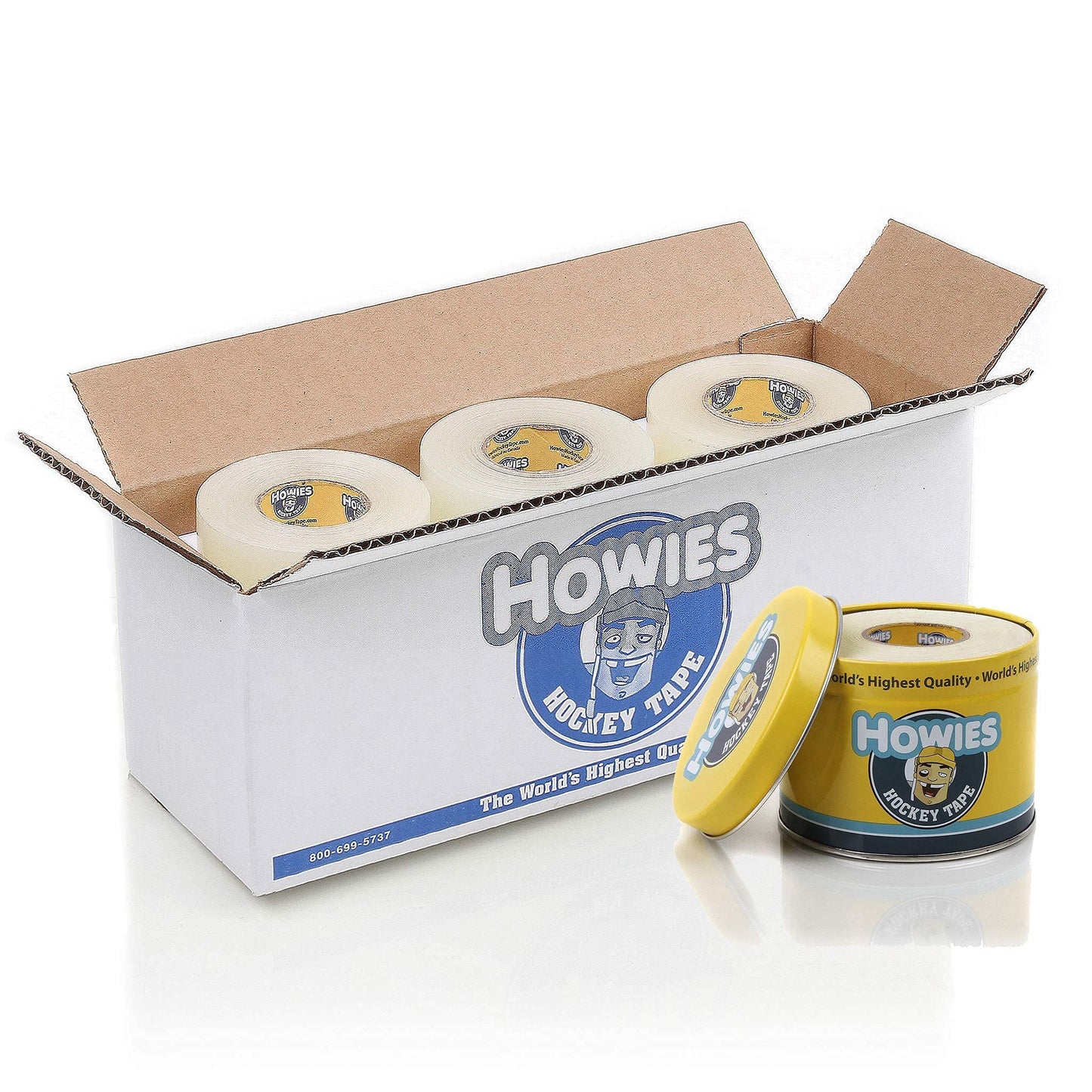 Howies Hockey Tape 6 Roll Pack - Cloth (1 Inch by 25 Yards Long) Clear/Poly (1" x 30yds) Free Tape TIN(Choose Your Colors) White, Black, Clear Shin Pad Sock Tape (6 Clear)