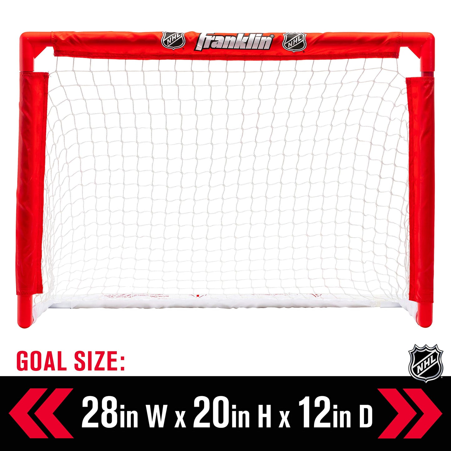 Franklin Sports Mini Hockey Rink Set - Half Rink Knee Hockey Goal, Mini Sticks, and Ball Set - Indoor Mini Hockey Rink - Official NHL Licensed White