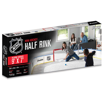 Franklin Sports Mini Hockey Rink Set - Half Rink Knee Hockey Goal, Mini Sticks, and Ball Set - Indoor Mini Hockey Rink - Official NHL Licensed White