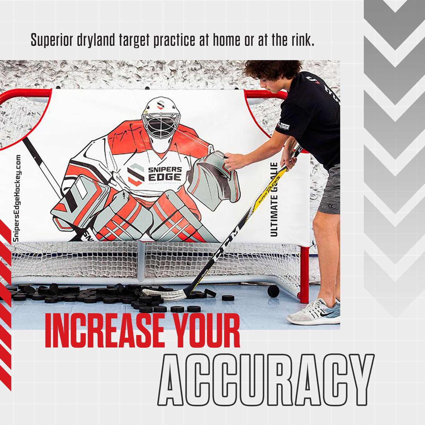 Snipers Edge Hockey - Ultimate Goalie Shooter Tutor - Fits Inside Goal - Long Lasting Durability with Its Impact Resistant Vinyl