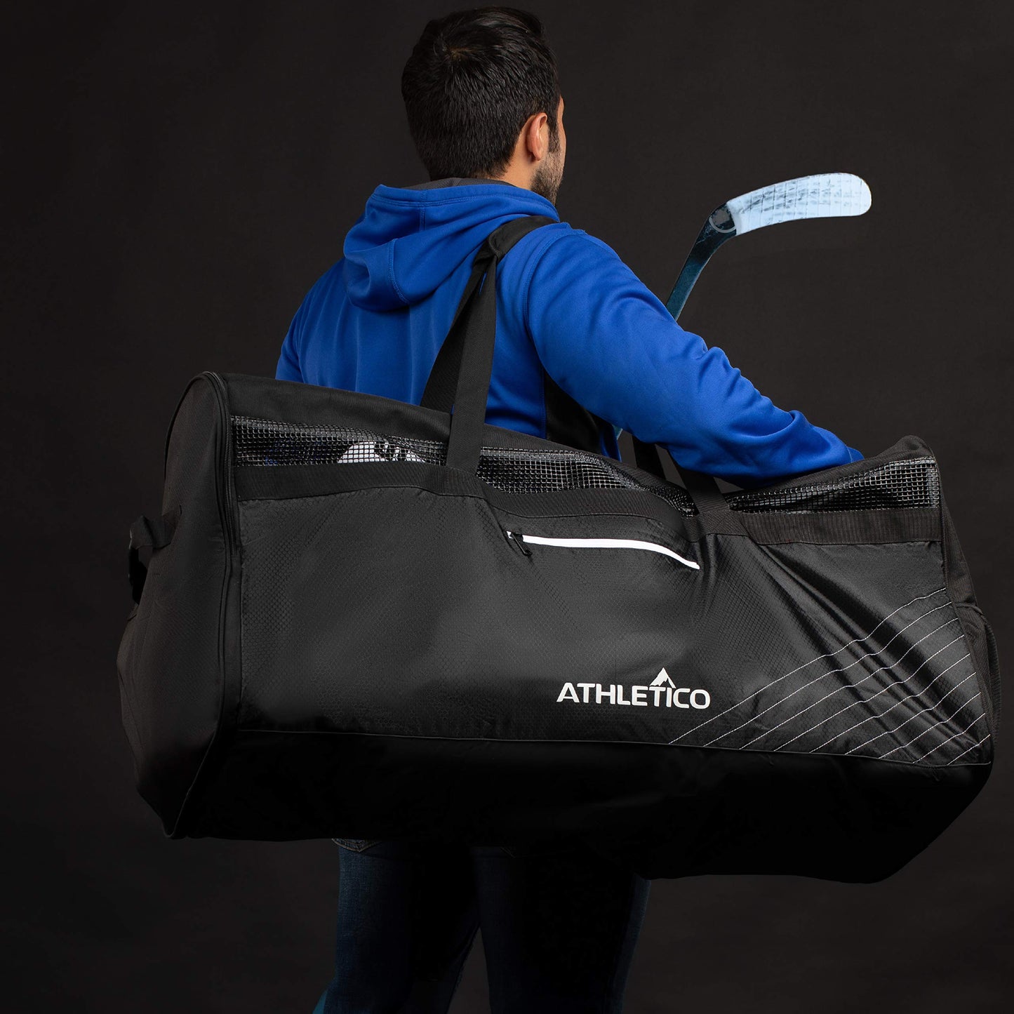 Athletico Hockey Duffle Bag - 35" Large Ice Hockey Duffel XXL Travel Bag for Equipment & Gear, with Included Organizer Caddy (Back)