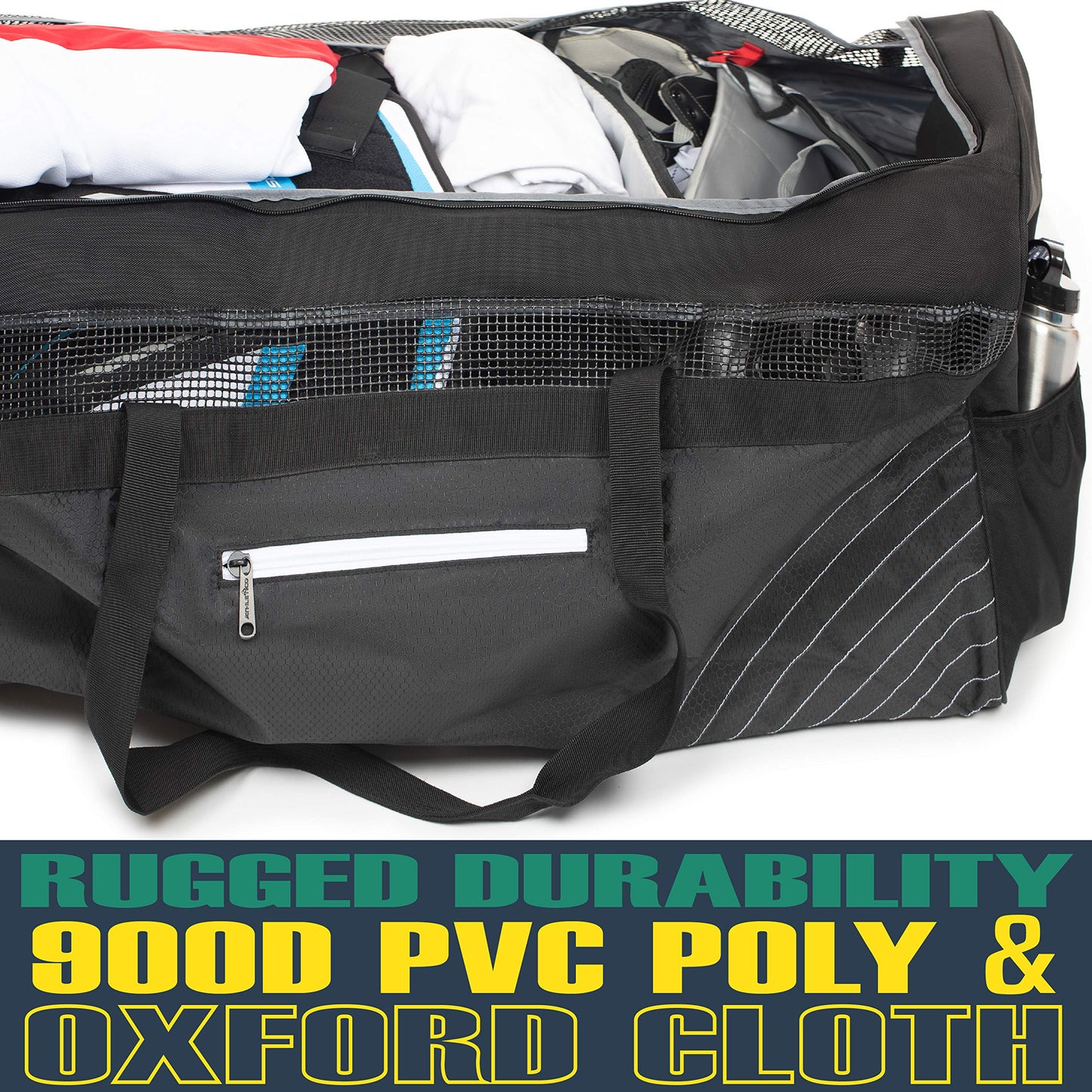 Athletico Hockey Duffle Bag - 35" Large Ice Hockey Duffel XXL Travel Bag for Equipment & Gear, with Included Organizer Caddy (Back)