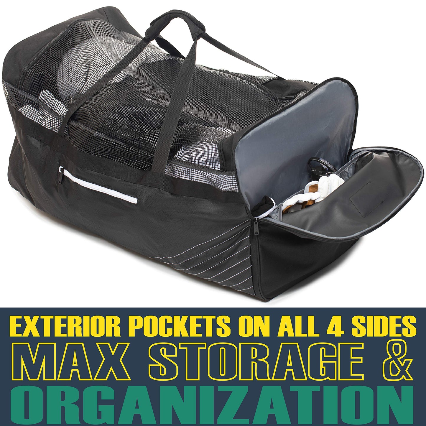Athletico Hockey Duffle Bag - 35" Large Ice Hockey Duffel XXL Travel Bag for Equipment & Gear, with Included Organizer Caddy (Back)