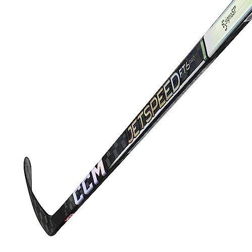 CCM Jetspeed FT6 PRO Chrome Color Ice Hockey Stick, Intermediate (Flex: 55, Bend: P28, Left Side)