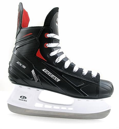 BOTAS - Attack 191 - Men's Ice Hockey Skates | Made in Europe (Czech Republic) | Color: Black/Red/White, Men's 6 Bundle with Skate Guards