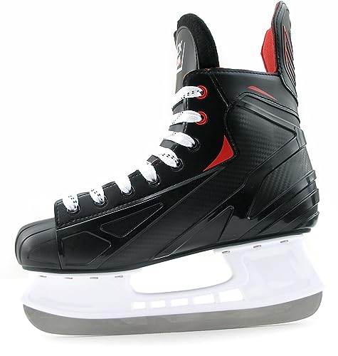 BOTAS - Attack 191 - Men's Ice Hockey Skates | Made in Europe (Czech Republic) | Color: Black/Red/White, Men's 6 Bundle with Skate Guards