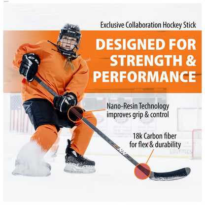 the hockey pro shop No Name Ice Hockey Stick 100% 18k Carbon Fiber Lightweight Textured Grip, Senior Left, Flex 87, Curve NN28 - Hockey Sticks